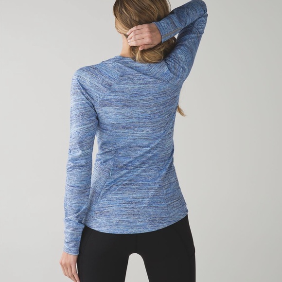 Lululemon Runderful Long Sleeve Space Dye Camo Caspian Blue Sapphire Sz 8 - Picture 2 of 11